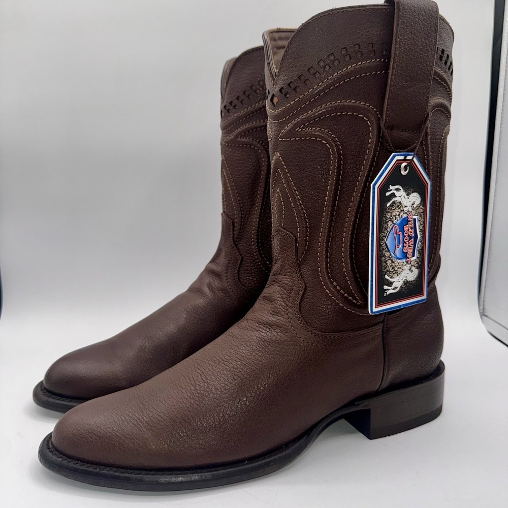 Wild‎ West Roper Boots Men's Size 9 EE Wide Brown Cowhide Leather - Picture 9 of 16